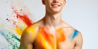 Handsome Men and the Colors of Pride,part of the LGBTQ Gay Pride Collection