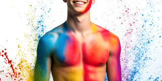 Handsome Men and the Colors of Pride,part of the LGBTQ Gay Pride Collection