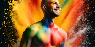 Handsome Men and the Colors of Pride,part of the LGBTQ Gay Pride Collection