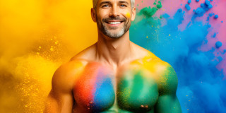 Handsome Men and the Colors of Pride,part of the LGBTQ Gay Pride Collection