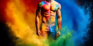 Handsome Men and the Colors of Pride,part of the LGBTQ Gay Pride Collection