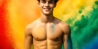 Handsome Men and the Colors of Pride,part of the LGBTQ Gay Pride Collection