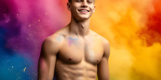 Handsome Men and the Colors of Pride,part of the LGBTQ Gay Pride Collection