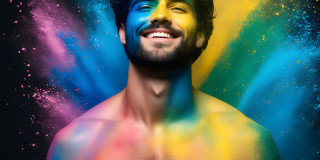 Handsome Men and the Colors of Pride,part of the LGBTQ Gay Pride Collection
