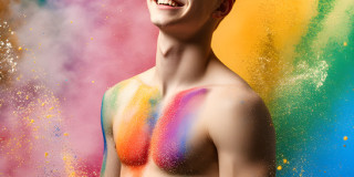 Handsome Men and the Colors of Pride,part of the LGBTQ Gay Pride Collection