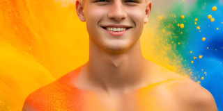 Handsome Men and the Colors of Pride,part of the LGBTQ Gay Pride Collection