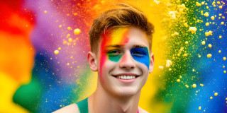 Handsome Men and the Colors of Pride,part of the LGBTQ Gay Pride Collection