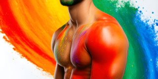 Handsome Men and the Colors of Pride,part of the LGBTQ Gay Pride Collection