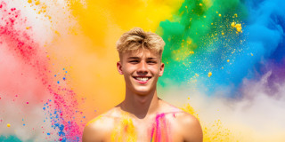 Handsome Men and the Colors of Pride,part of the LGBTQ Gay Pride Collection