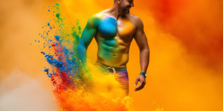 Handsome Men and the Colors of Pride,part of the LGBTQ Gay Pride Collection