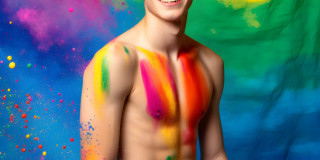 Handsome Men and the Colors of Pride,part of the LGBTQ Gay Pride Collection
