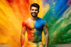 Handsome Men and the Colors of Pride,part of the LGBTQ Gay Pride Collection