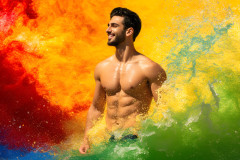 Handsome Men and the Colors of Pride,part of the LGBTQ Gay Pride Collection