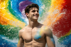 Handsome Men and the Colors of Pride,part of the LGBTQ Gay Pride Collection