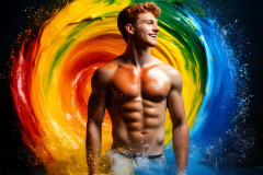 Handsome Men and the Colors of Pride,part of the LGBTQ Gay Pride Collection