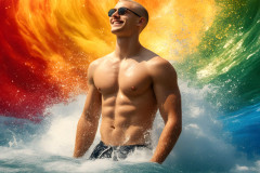 Handsome Men and the Colors of Pride,part of the LGBTQ Gay Pride Collection