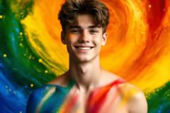 Handsome Men and the Colors of Pride,part of the LGBTQ Gay Pride Collection