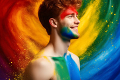 Handsome Men and the Colors of Pride,part of the LGBTQ Gay Pride Collection