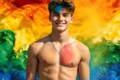 Handsome Men and the Colors of Pride,part of the LGBTQ Gay Pride Collection