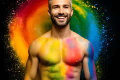 Handsome Men and the Colors of Pride,part of the LGBTQ Gay Pride Collection