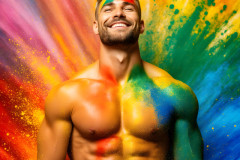 Handsome Men and the Colors of Pride,part of the LGBTQ Gay Pride Collection