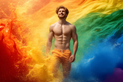 Handsome Men and the Colors of Pride,part of the LGBTQ Gay Pride Collection