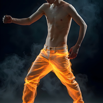 Abstract Male Art,AI Pictures of Handsome Shirtless Men,Dancing Outdoors,with Colorful Light Rays,Art in Motion Images.