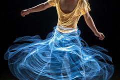 Photos of Handsome Shirtless Men Dancing with Light Rays,Colorful,in Motion.