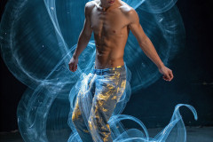Photos of Handsome Shirtless Men Dancing with Light Rays,Colorful,in Motion.