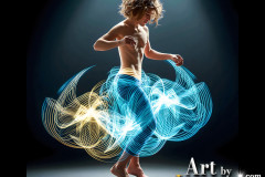 Photos of Handsome Shirtless Men Dancing with Light Rays,Colorful,in Motion.