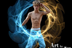 Photos of Handsome Shirtless Men Dancing with Light Rays,Colorful,in Motion.