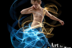 Photos of Handsome Shirtless Men Dancing with Light Rays,Colorful,in Motion.