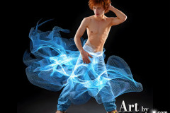 Photos of Handsome Shirtless Men Dancing with Light Rays,Colorful,in Motion.