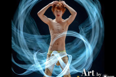 Photos of Handsome Shirtless Men Dancing with Light Rays,Colorful,in Motion.