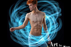 Photos of Handsome Shirtless Men Dancing with Light Rays,Colorful,in Motion.