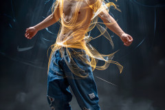 Photos of Handsome Shirtless Men Dancing with Light Rays,Colorful,in Motion.
