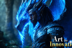 The Dragon Prince - A very attractive shirtless young male prince,with his dragon.