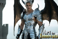 The Dragon Prince - A very attractive shirtless young male prince,with his dragon.