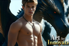 The Dragon Prince - A very attractive shirtless young male prince,with his dragon.