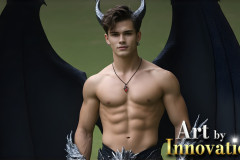 The Dragon Prince - A very attractive shirtless young male prince,with his dragon.