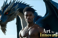 The Dragon Prince - A very attractive shirtless young male prince,with his dragon.