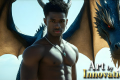 The Dragon Prince - A very attractive shirtless young male prince,with his dragon.