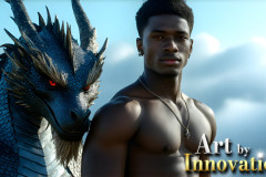 The Dragon Prince - A very attractive shirtless young male prince,with his dragon.