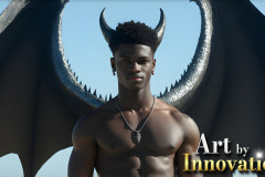 The Dragon Prince - A very attractive shirtless young male prince,with his dragon.