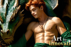 The Dragon Prince - A very attractive shirtless young male prince,with his dragon.