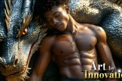 The Dragon Prince - A very attractive shirtless young male prince,with his dragon.