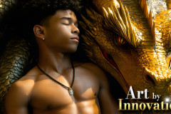 The Dragon Prince - A very attractive shirtless young male prince,with his dragon.