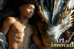 The Dragon Prince - A very attractive shirtless young male prince,with his dragon.