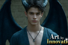 The Dragon Prince - A very attractive shirtless young male prince,with his dragon.