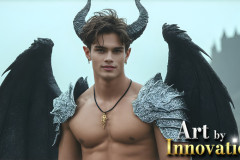 The Dragon Prince - A very attractive shirtless young male prince,with his dragon.